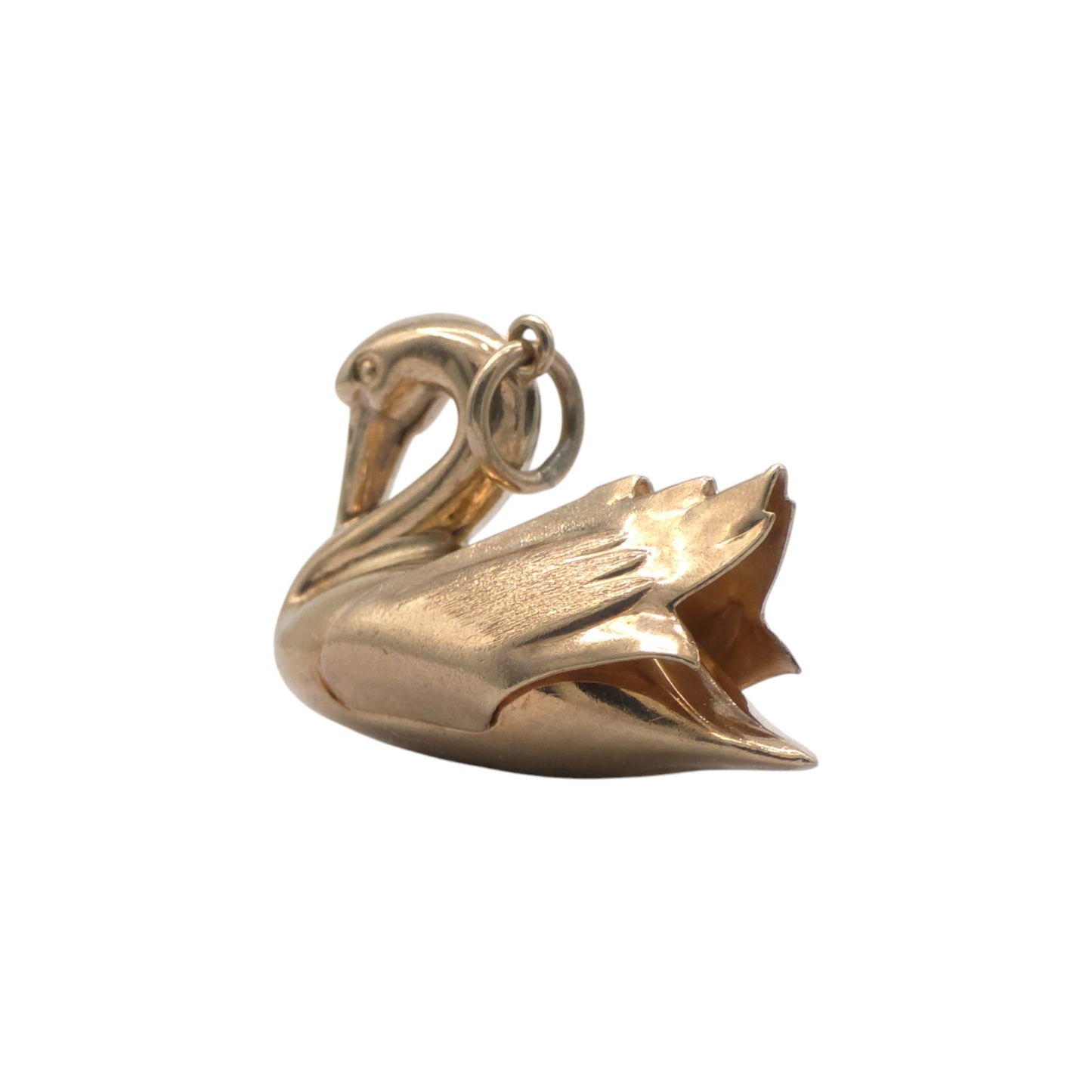 9ct 375 Yellow Gold Swan Charm 1973 L 2.4 cm 2.1 g.
