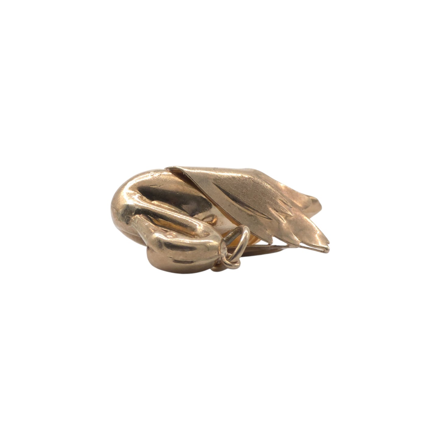 9ct 375 Yellow Gold Swan Charm 1973 L 2.4 cm 2.1 g.