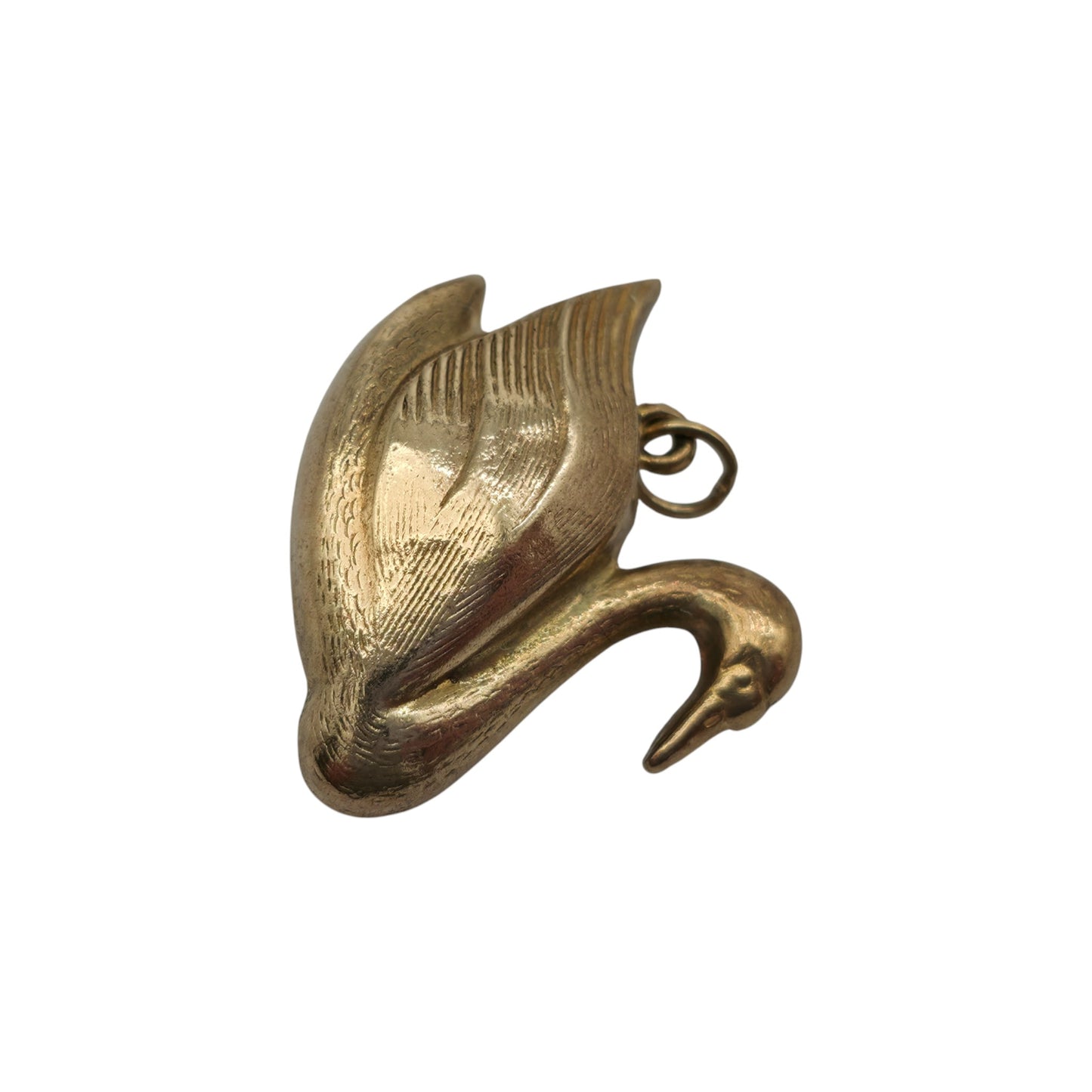 9ct 375 Yellow Gold Swan Charm 1966 L 2.1 cm 1.9 g.