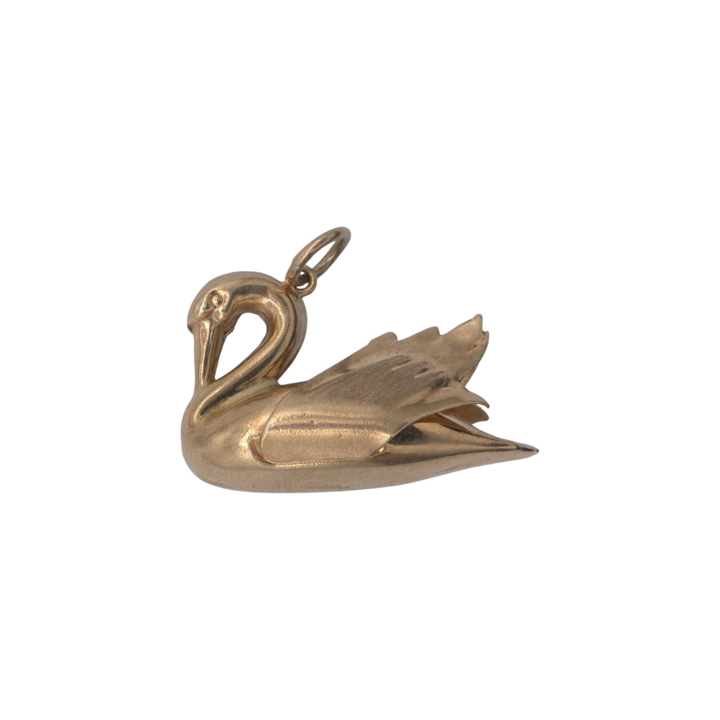 9ct 375 Yellow Gold Swan Charm 1973 L 2.4 cm 2.1 g.