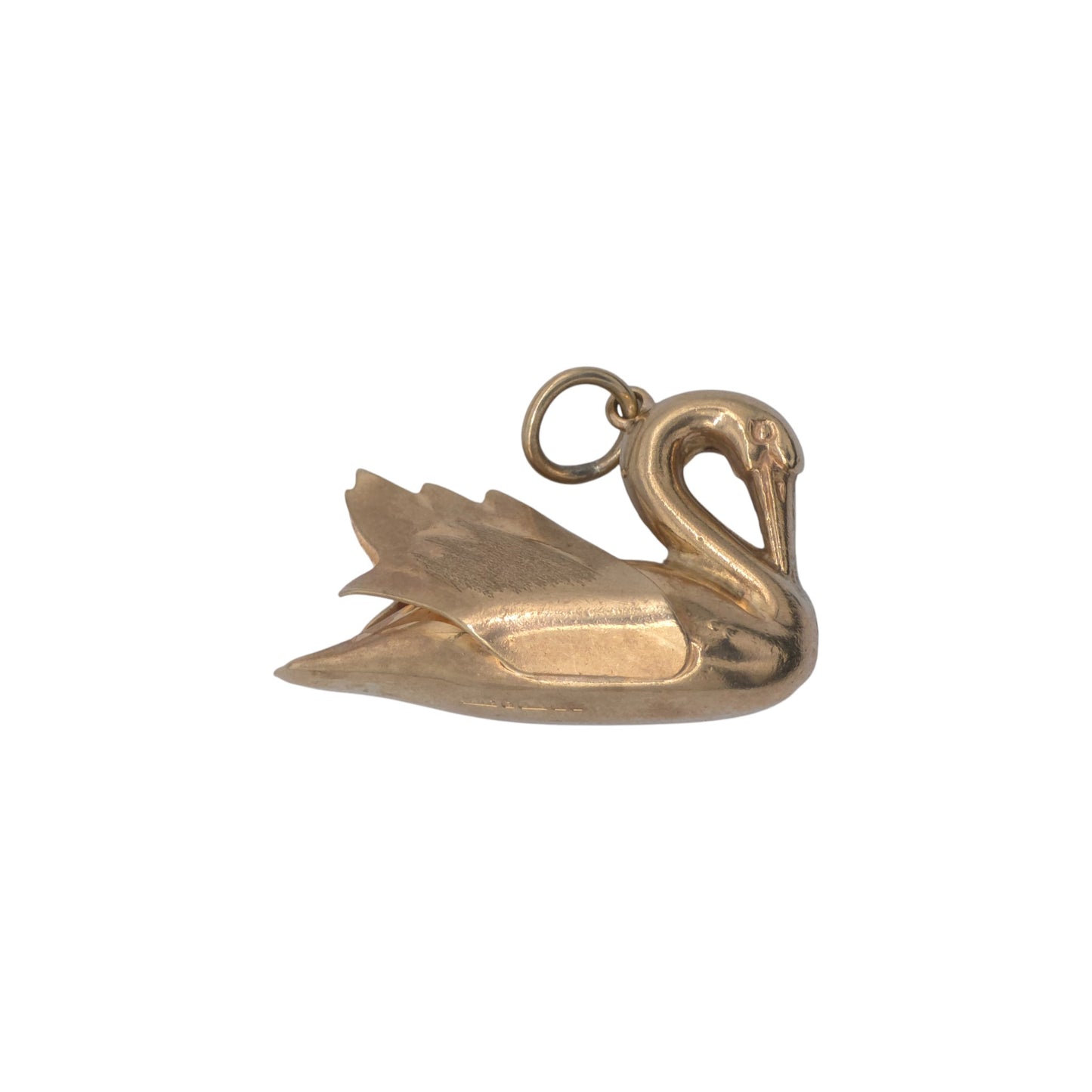 9ct 375 Yellow Gold Swan Charm 1973 L 2.4 cm 2.1 g.