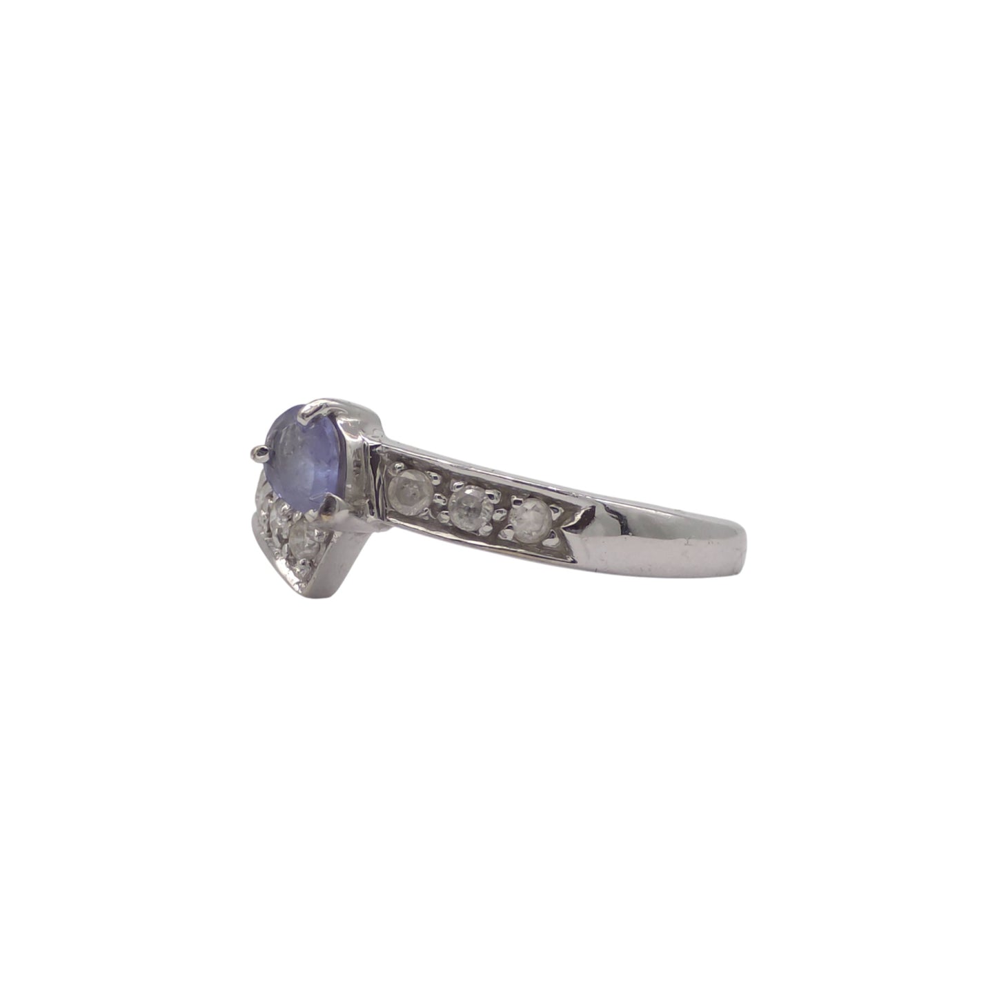 9ct 375 White Gold Tanzanite & Diamonds Ring Size M 2.4 g.