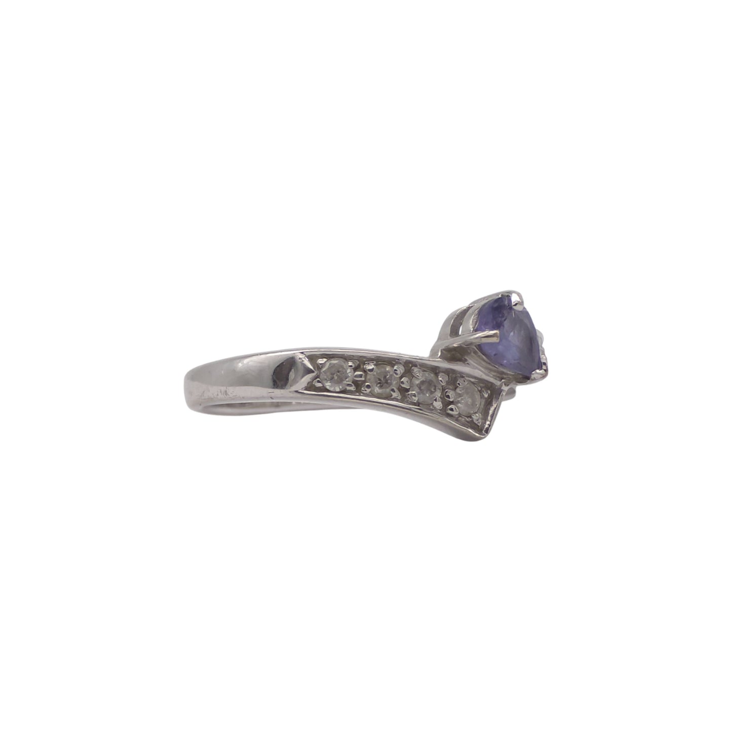 9ct 375 White Gold Tanzanite & Diamonds Ring Size M 2.4 g.