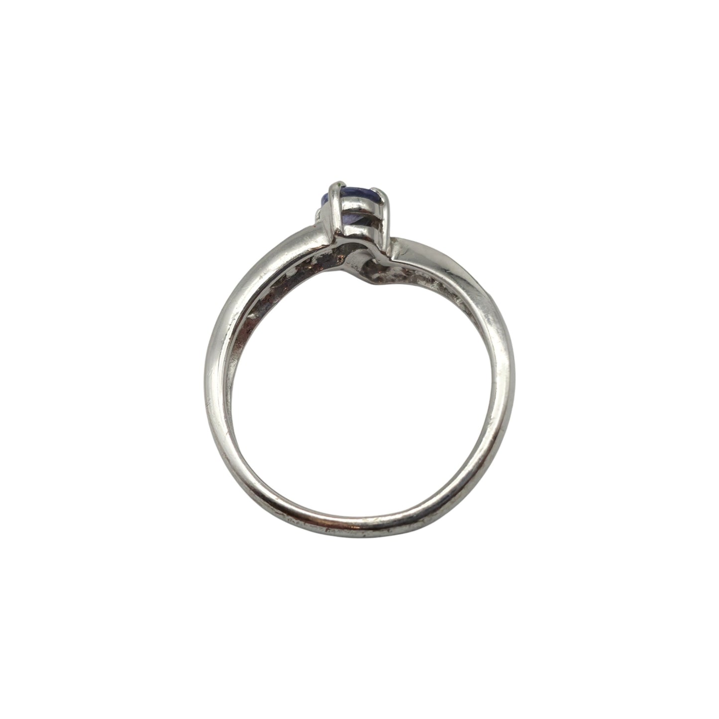 9ct 375 White Gold Tanzanite & Diamonds Ring Size M 2.4 g.