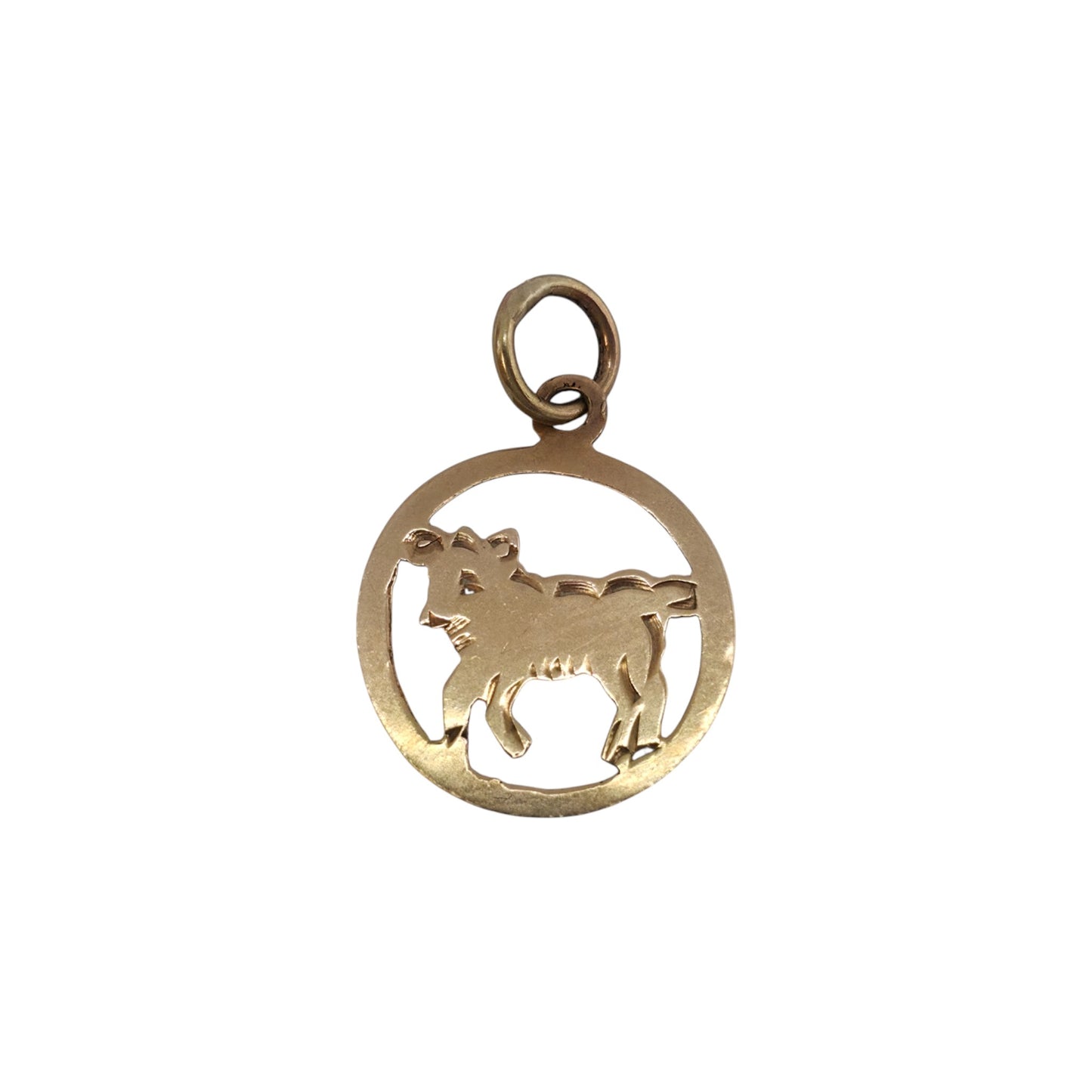 9ct 375 Yellow Gold Taurus Charm 1961 L 1.3 cm 0.5 g.