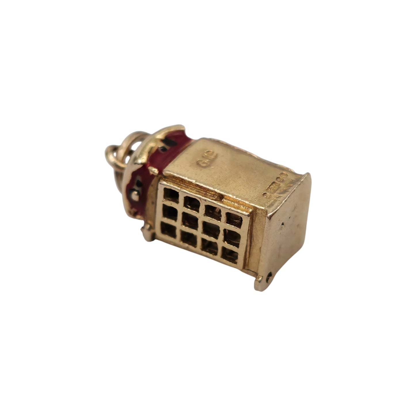 Georg Jensen 9ct 375 Yellow Gold Telephone Box Opening Charm 1971 L 1.6 cm 1.9 g.