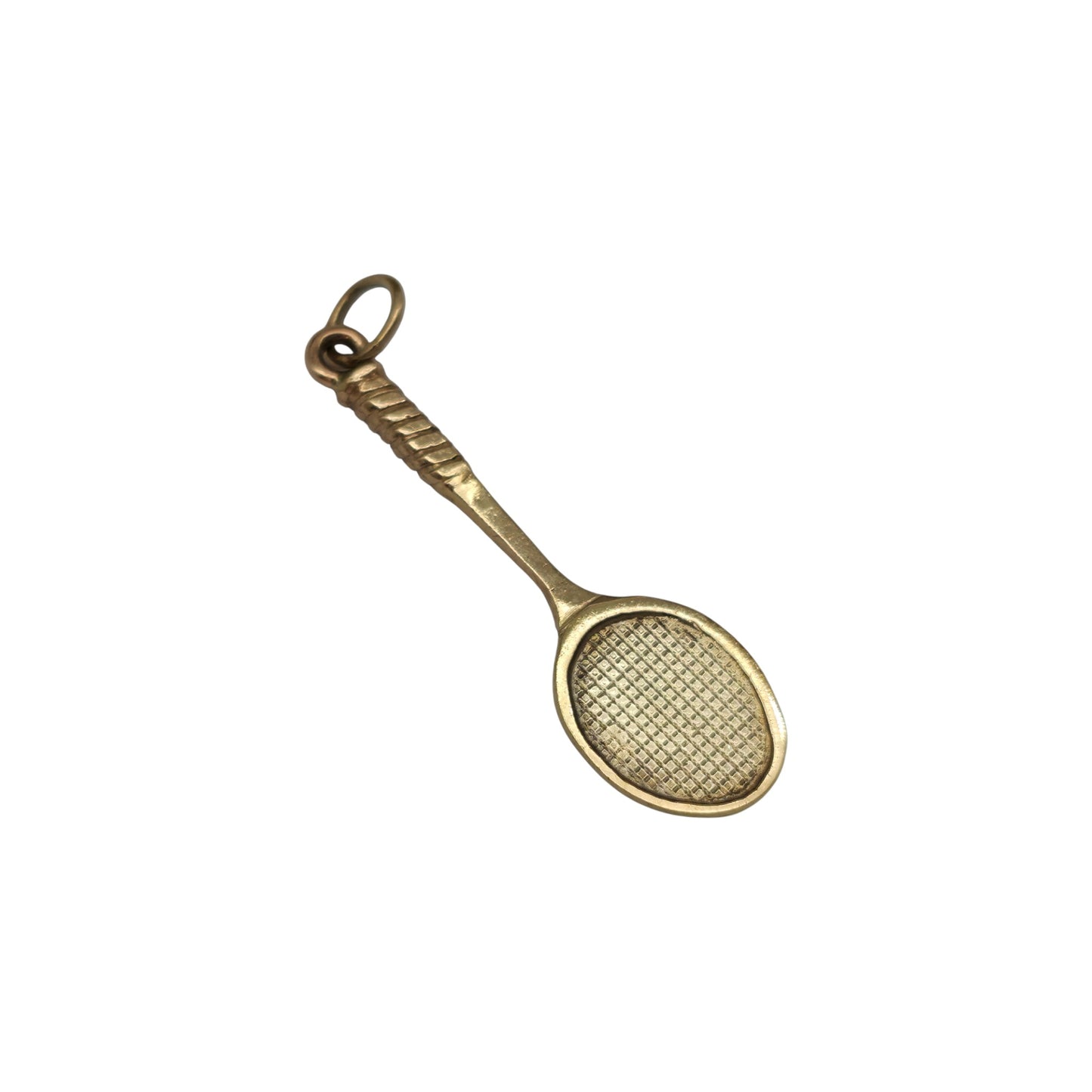 9ct 375 Yellow Gold Tennis Racket Charm 1979 L 2.5 cm 1.0 g.