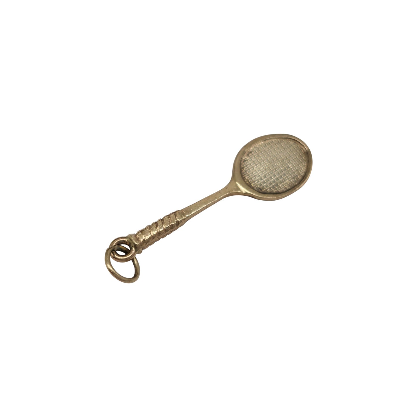 9ct 375 Yellow Gold Tennis Racket Charm 1979 L 2.5 cm 1.0 g.