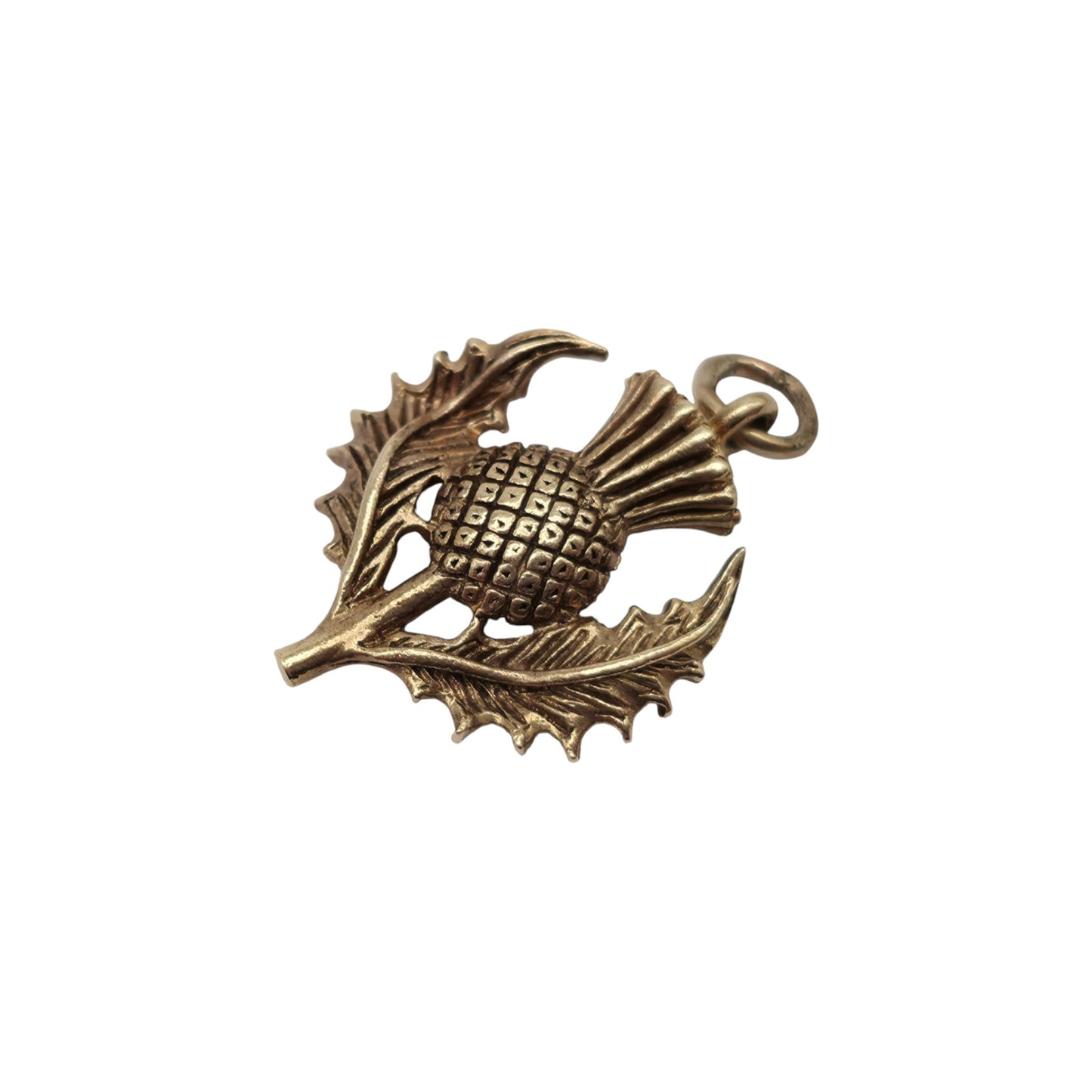 9ct 375 Yellow Gold Thistle Charm 1968 L 1.8 cm 3.0 g.