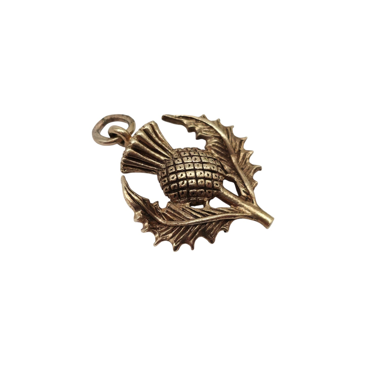 9ct 375 Yellow Gold Thistle Charm 1968 L 1.8 cm 3.0 g.