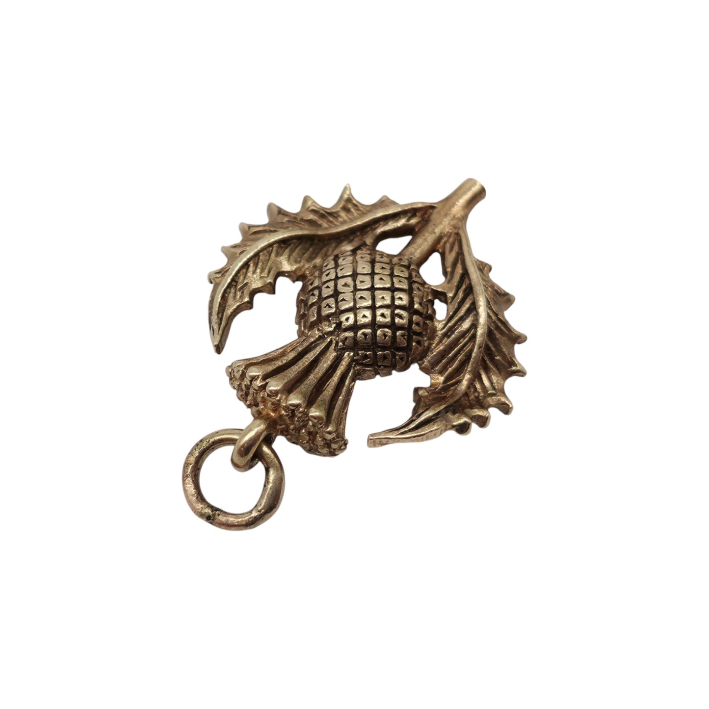 9ct 375 Yellow Gold Thistle Charm 1968 L 1.8 cm 3.0 g.