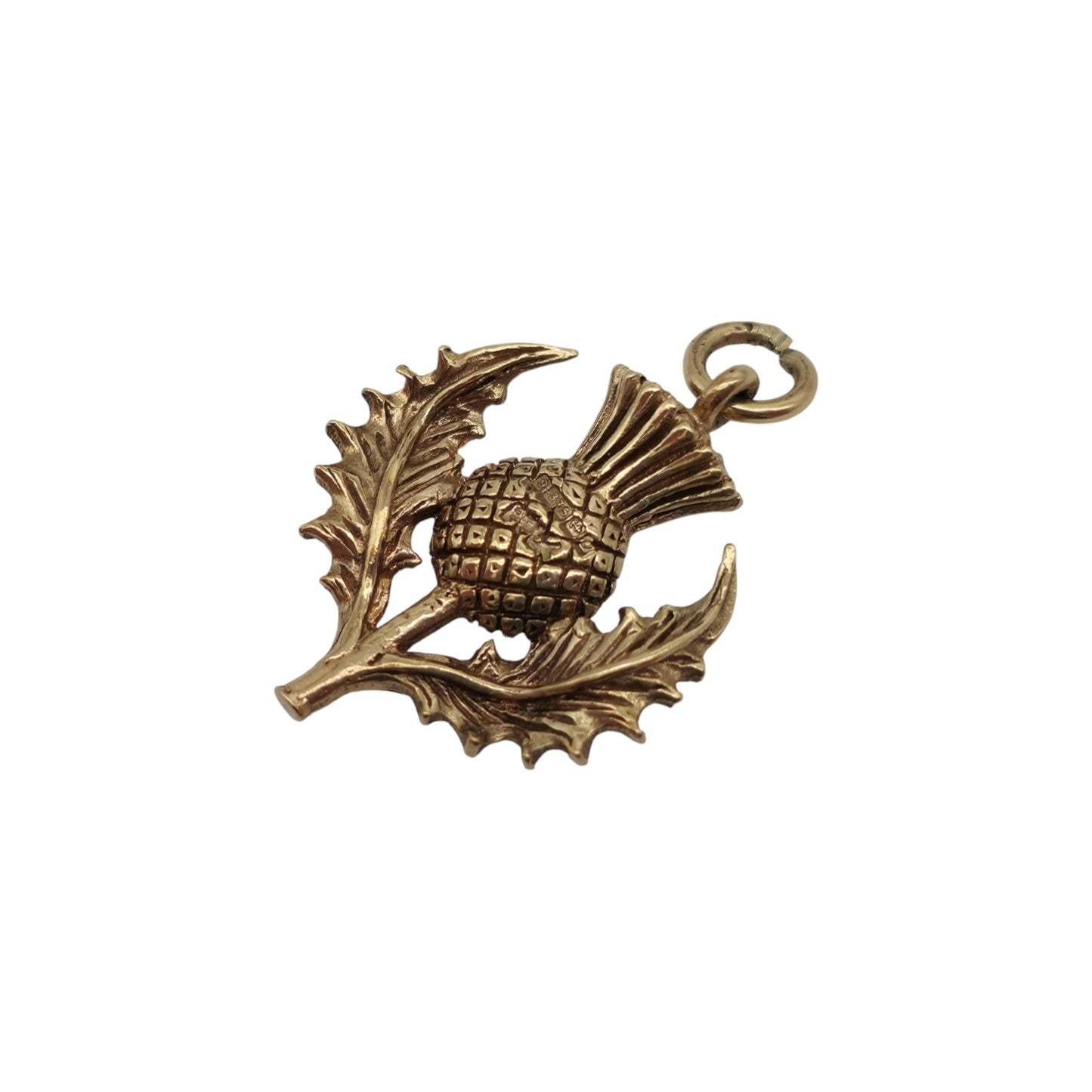 9ct 375 Yellow Gold Thistle Charm 1963 L 1.8 cm 2.9 g.