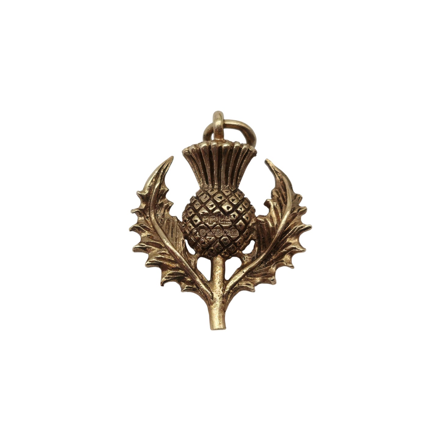 9ct 375 Yellow Gold Thistle Charm 1968 L 1.8 cm 3.0 g.
