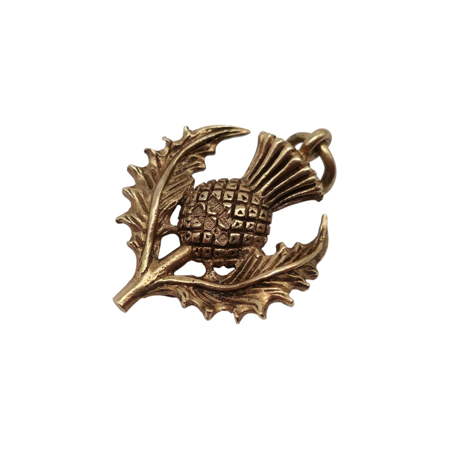 9ct 375 Yellow Gold Thistle Charm 1968 L 1.8 cm 3.0 g.