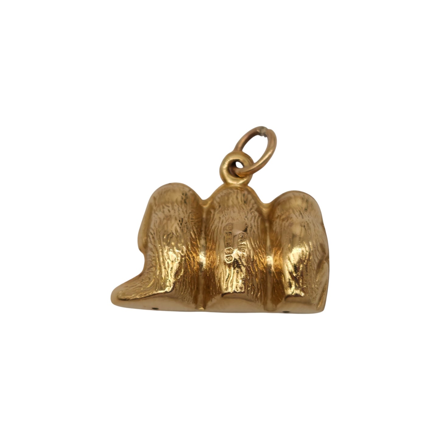 9ct 375 Yellow Gold Three Wise Monkeys Charm 1979 L 1.9 cm 1.6 g.