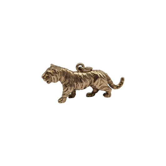 Cast 9ct 375 Yellow Gold Tiger Charm 1964 L 2.8 cm 6.5 g.