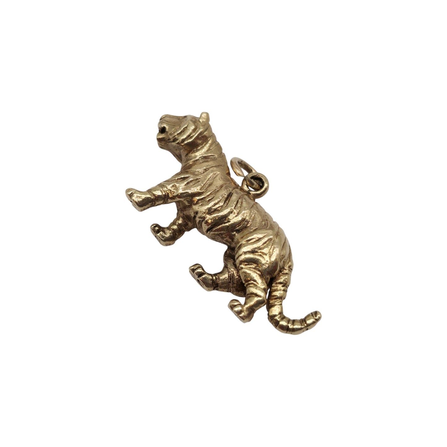 Cast 9ct 375 Yellow Gold Tiger Charm 1964 L 2.8 cm 6.5 g.