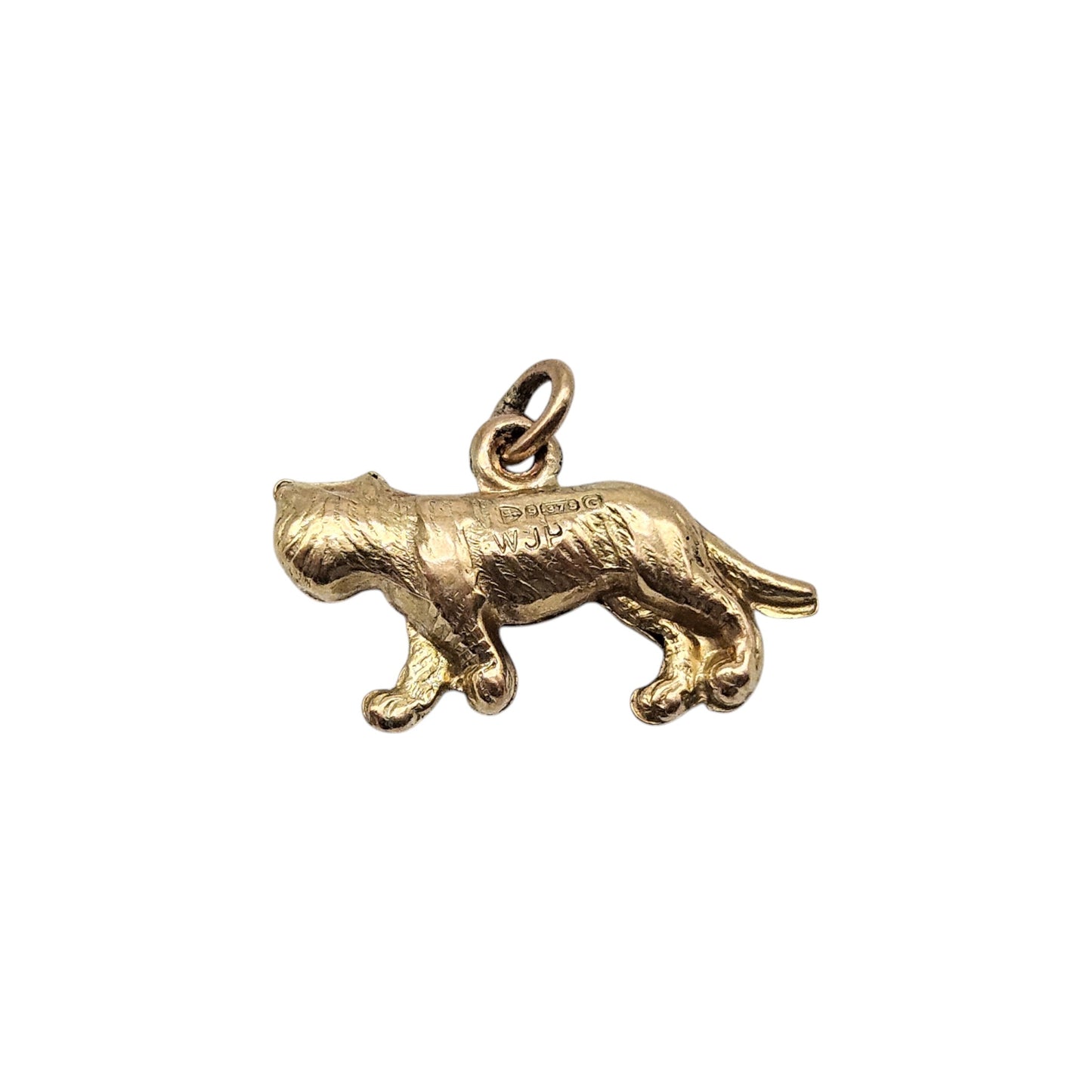 Chester 9ct 375 Yellow Gold Tiger Charm 1957 L 2.0 cm 0.8 g.