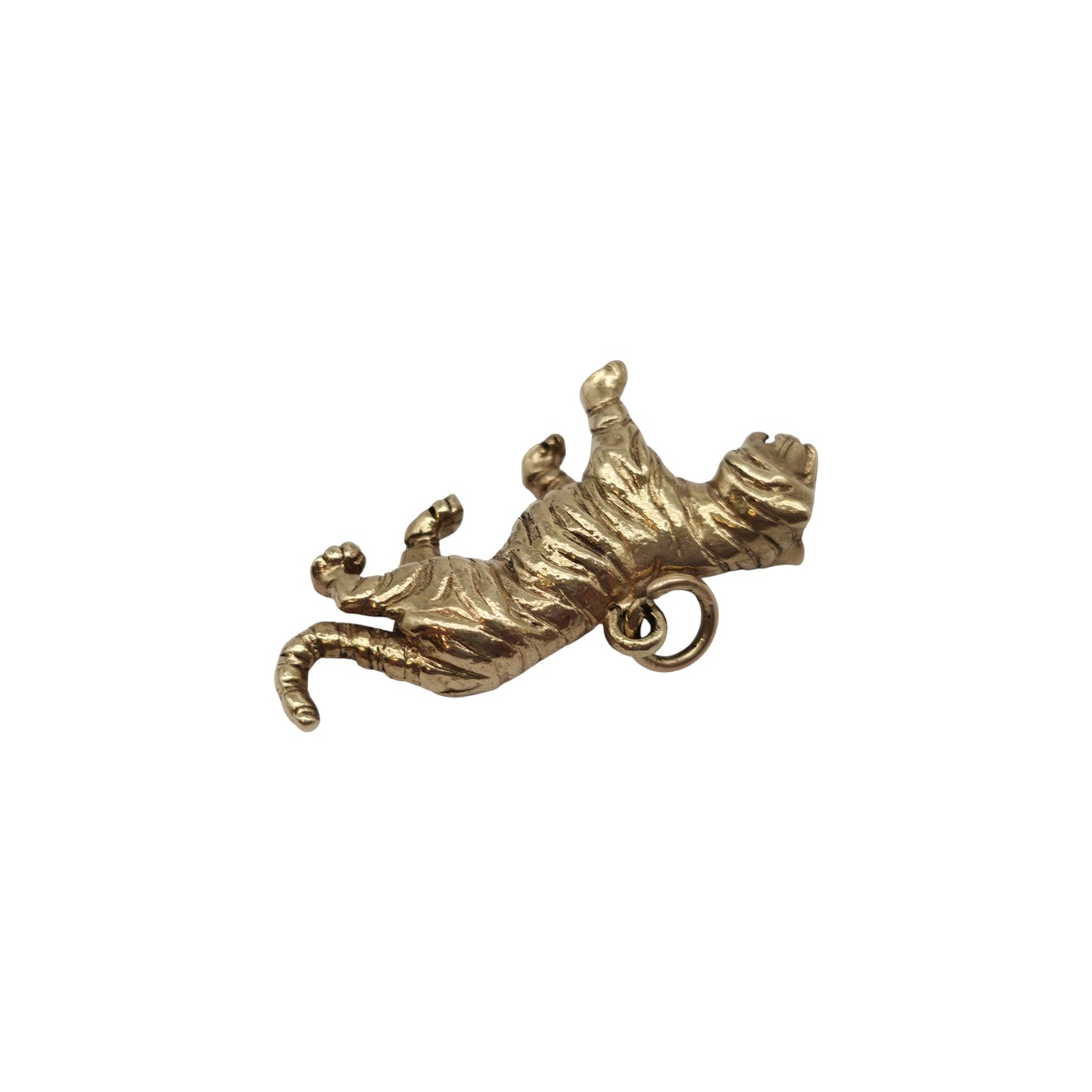 Cast 9ct 375 Yellow Gold Tiger Charm 1964 L 2.8 cm 6.5 g.