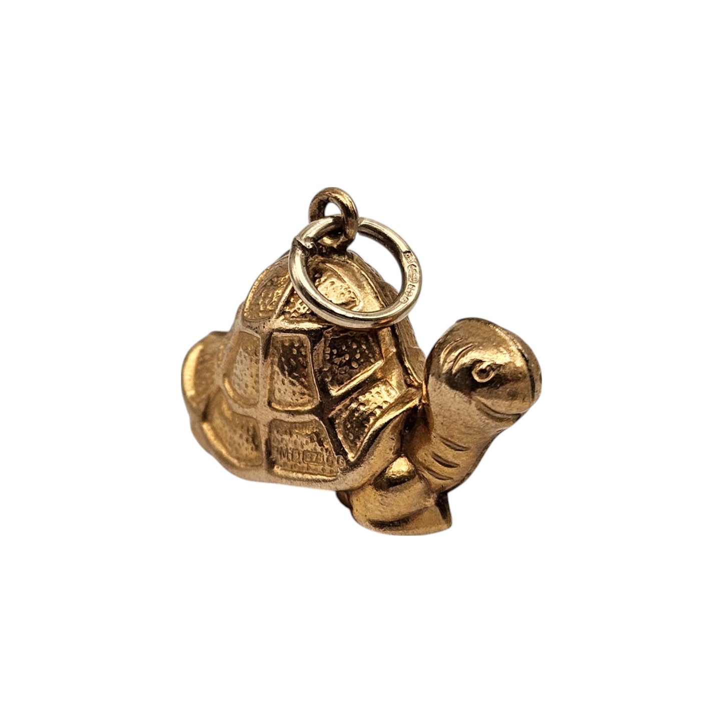 9ct 375 Yellow Gold Tortoise Charm 1973 L 2.1 cm 1.4 g.
