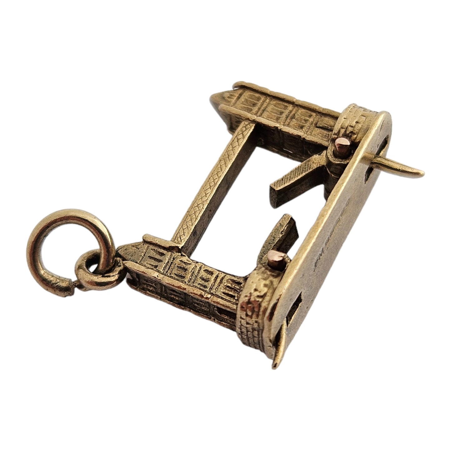 9ct 375 Yellow Gold Tower Bridge Articulated Charm 1970 L 1.5 cm 2.3 g