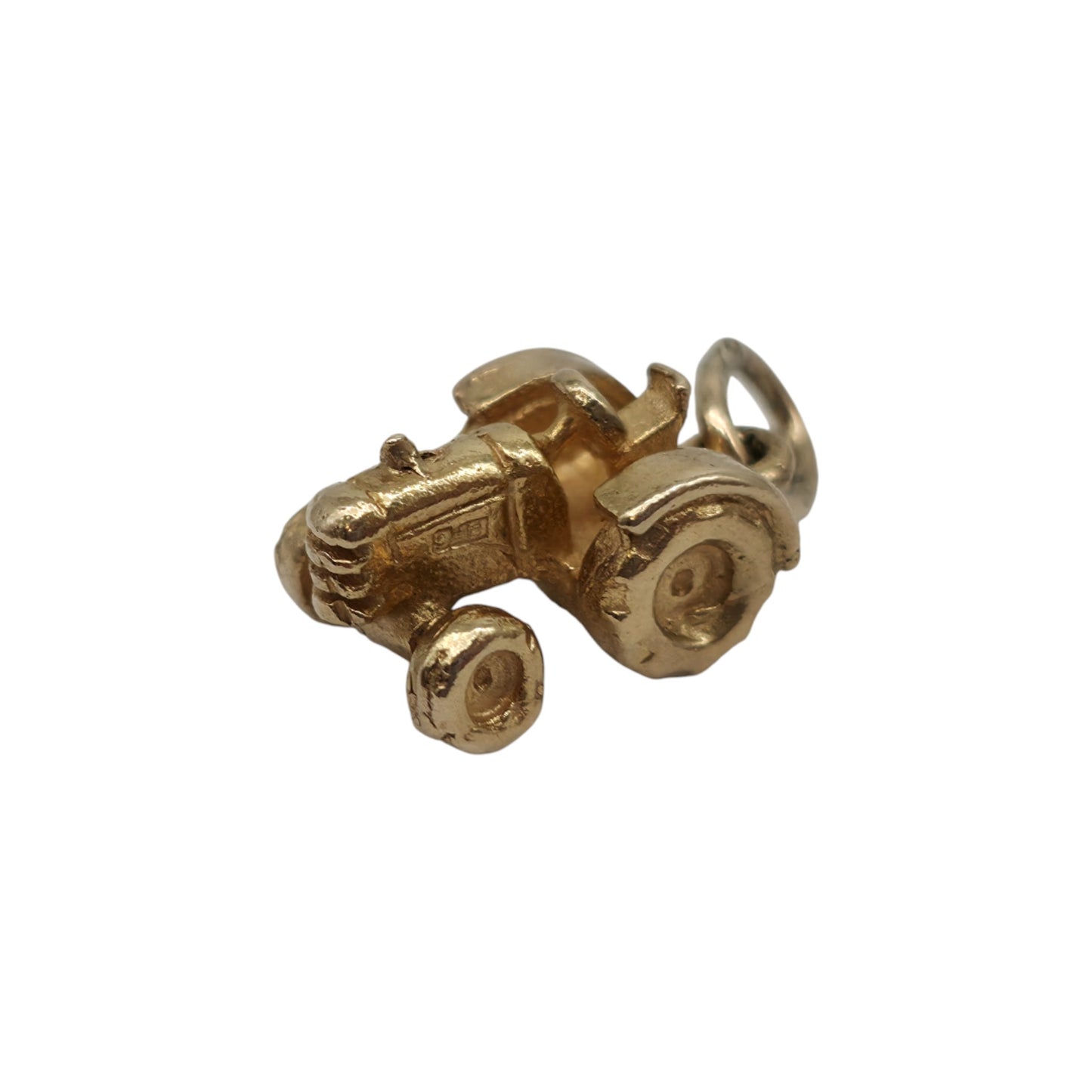 9ct 375 Yellow Gold Tractor Charm 1977 L 1.1 cm 3.1 g.