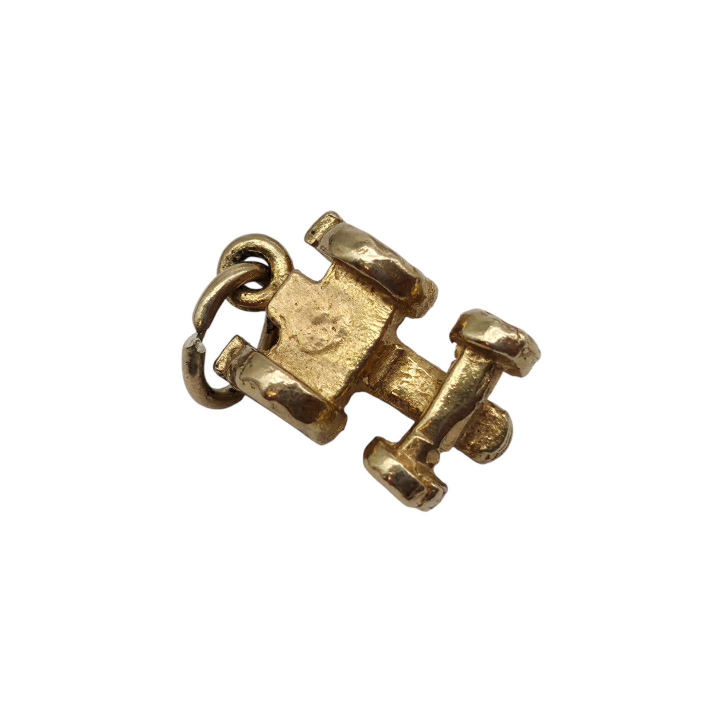9ct 375 Yellow Gold Tractor Charm 1977 L 1.1 cm 3.1 g.