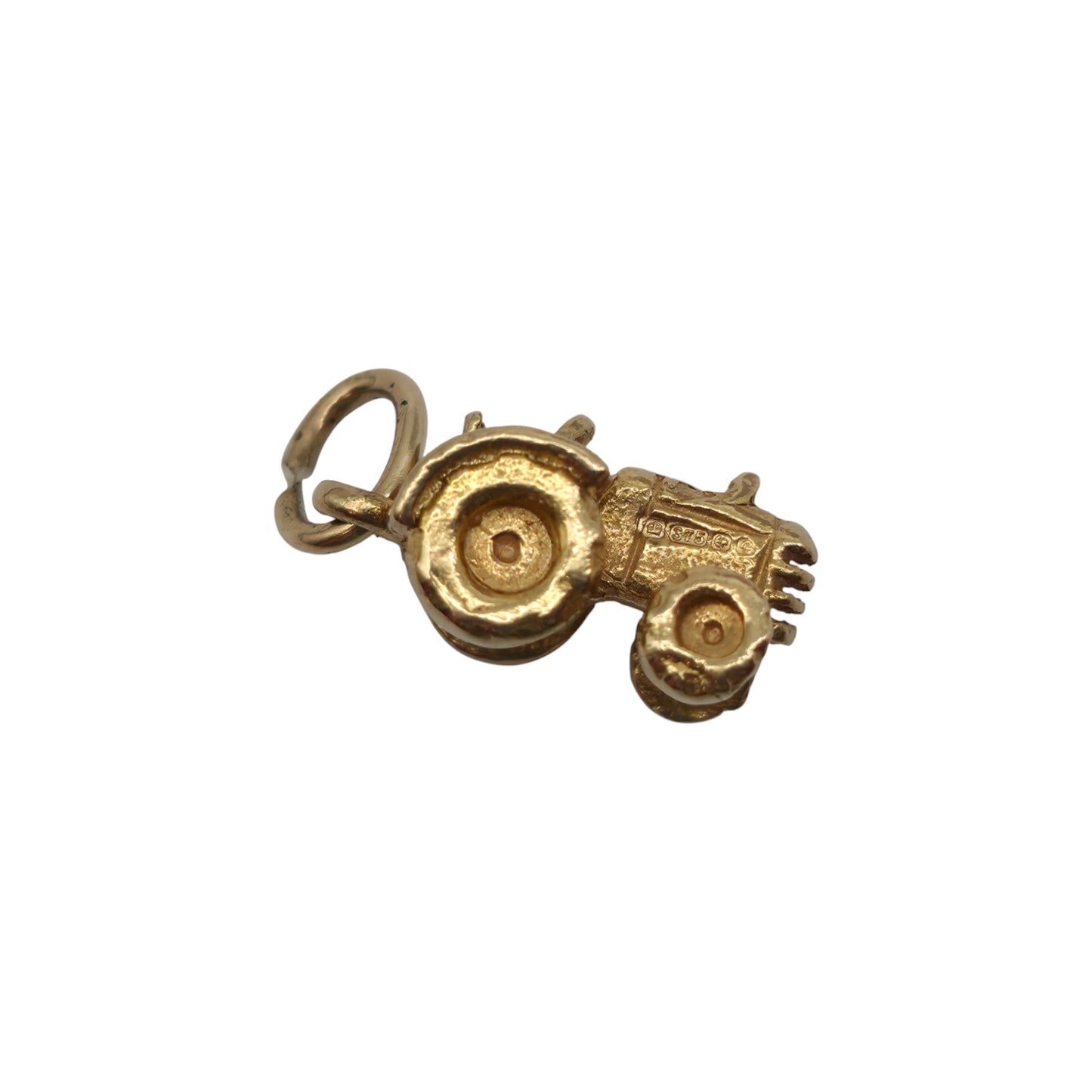 9ct 375 Yellow Gold Tractor Charm 1977 L 1.1 cm 3.1 g.