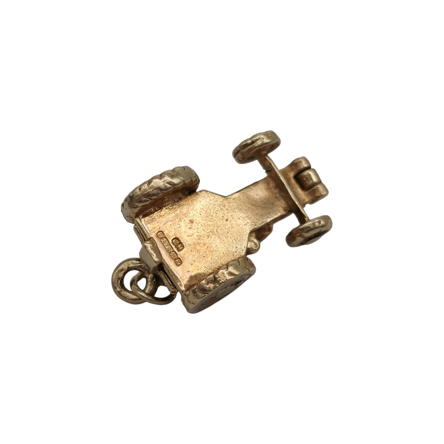 Heavy 9ct 375 Yellow Gold Tractor Opening Charm 1968 L 2.0 cm 6.1 g.