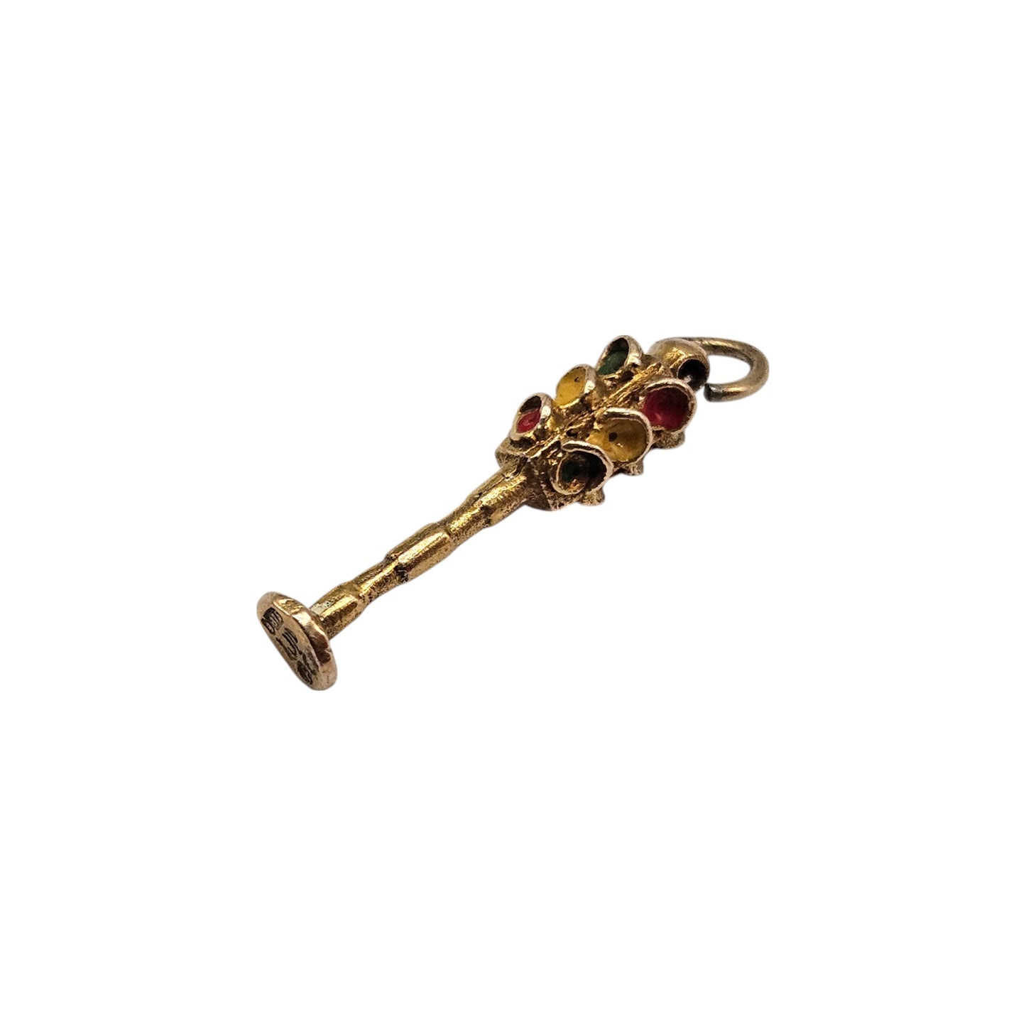 9ct 375 Yellow Gold Traffic Lights Charm 1950 L 1.5 cm 0.7 g.
