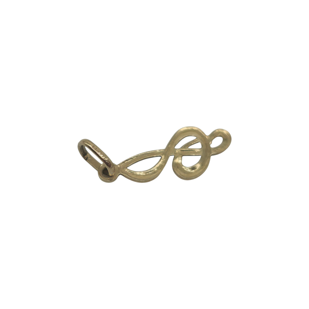 9ct 375 Yellow Gold Treble Clef Charm L 1.7 cm 0.5 g.