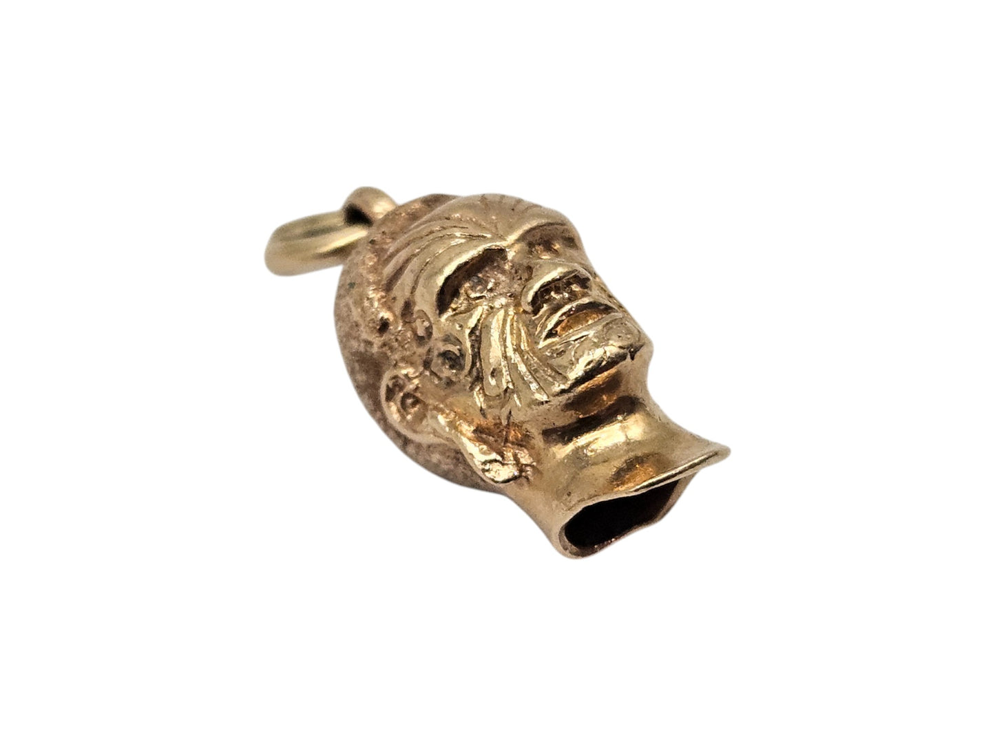 9ct Yellow Gold Tribal Head Charm L 1.2 cm 3.2 g.
