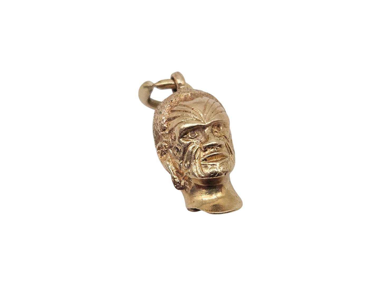 9ct Yellow Gold Tribal Head Charm L 1.2 cm 3.2 g.