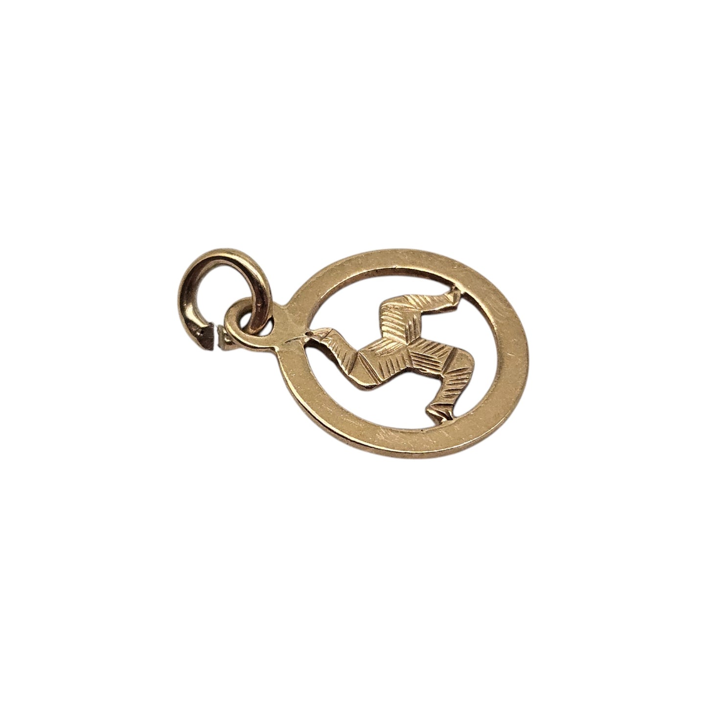 9ct Yellow Gold Triskelion IoM Charm c.1960's L 1.1 cm 0.5 g.