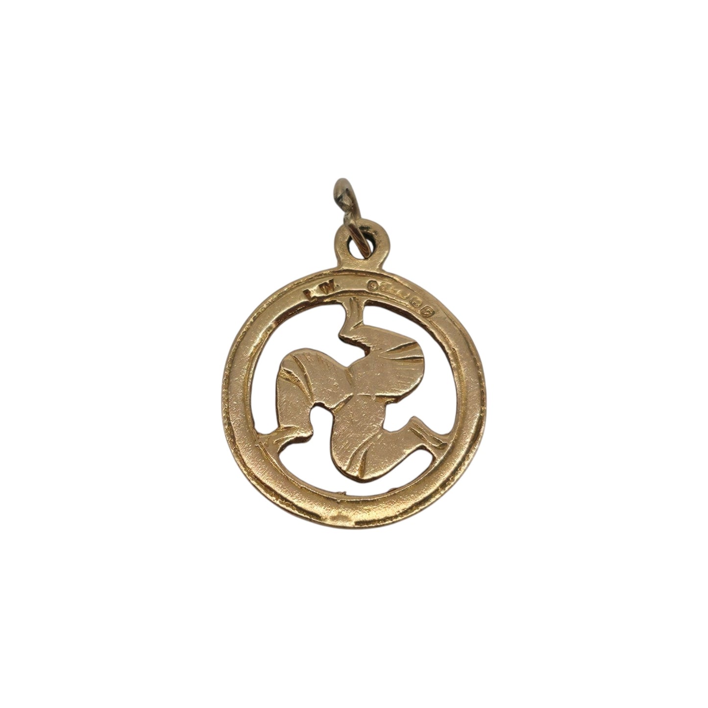 9ct 375 Yellow Gold Triskelion "Good Luck" Charm 1956 L 1.4 cm 1.0 g.