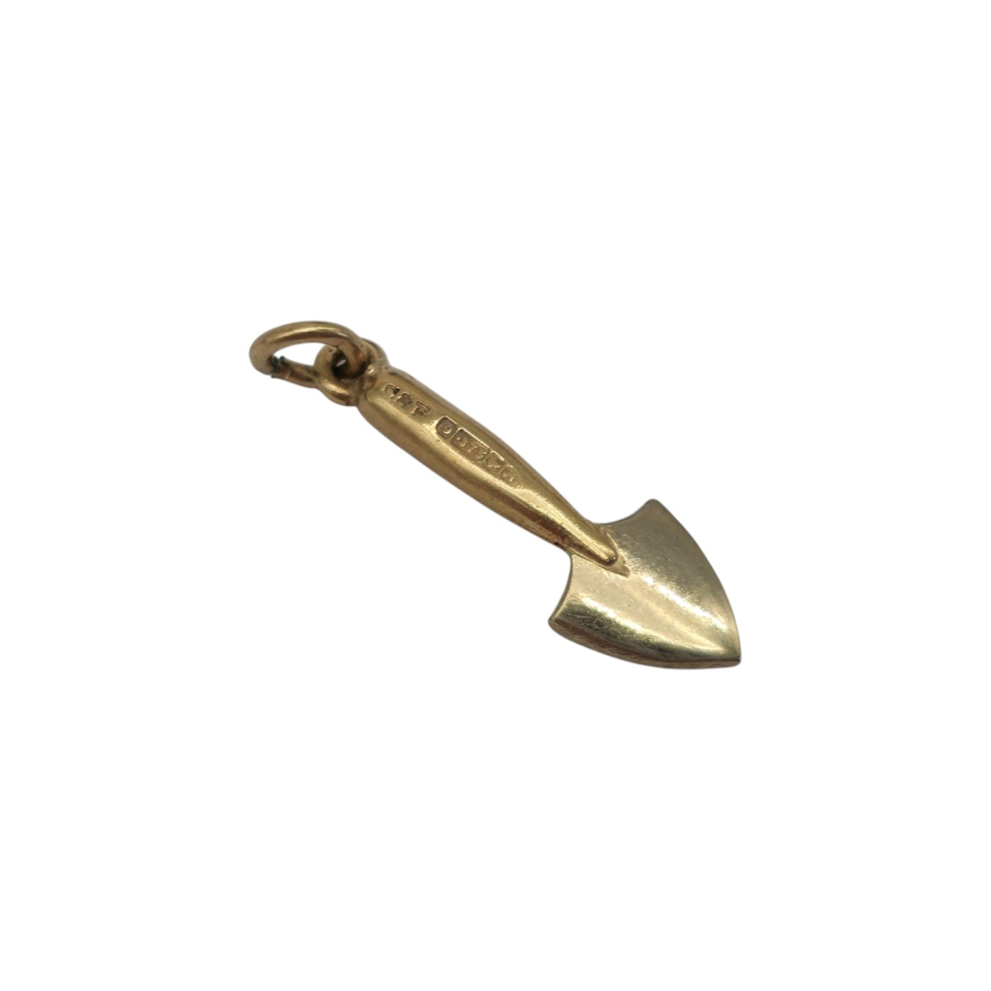 9ct 375 Yellow & White Gold Trowel Charm 1950 L 1.6 cm 0.6 g.
