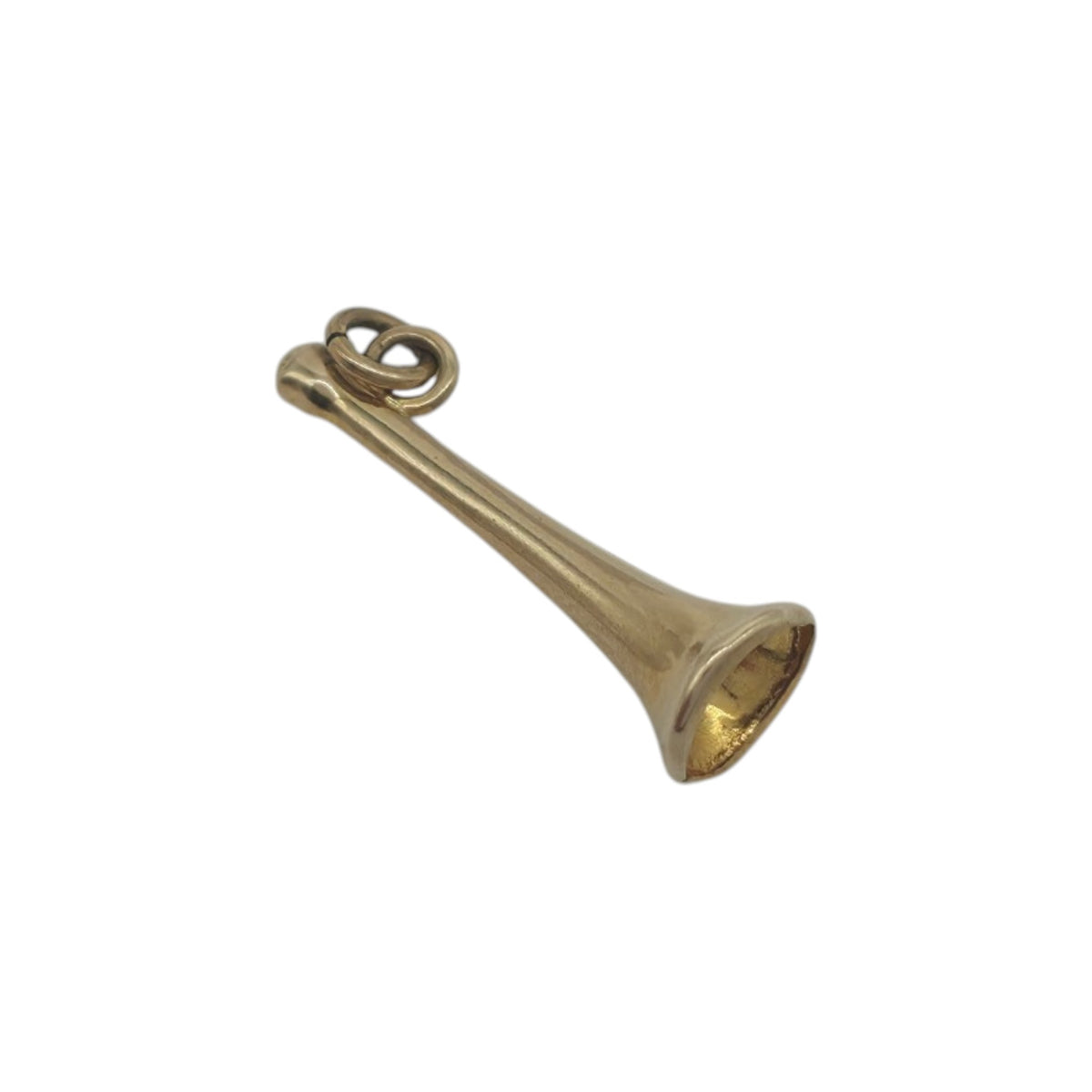 9ct 375 Yellow Gold Trumpet Charm 1965 L 1.7 cm 0.3 g.