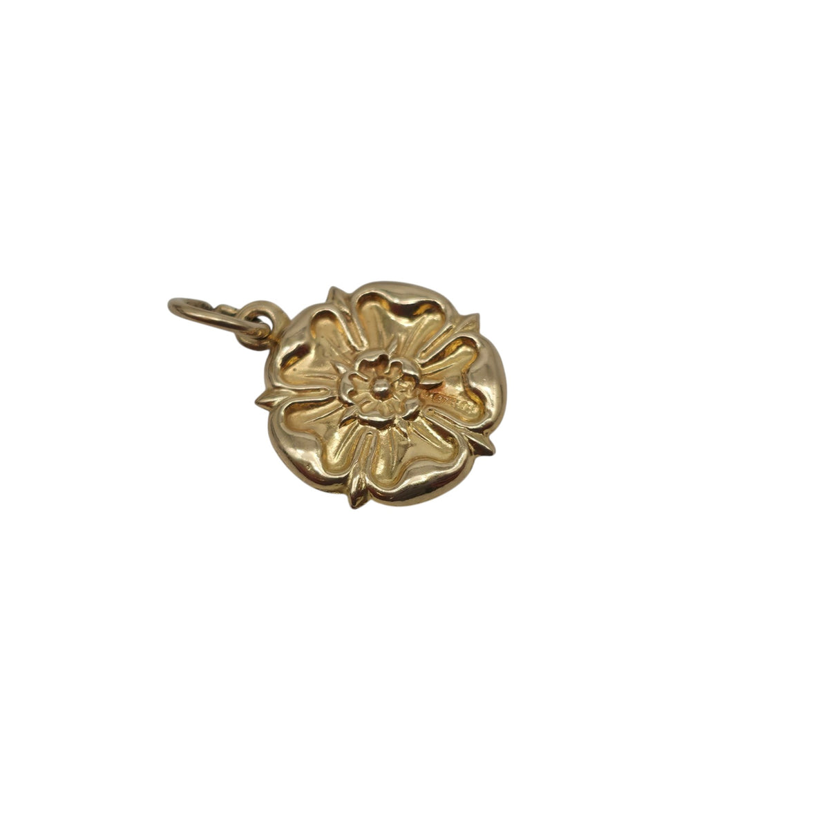 9ct 375 Yellow Gold English Rose Charm 1971 L 1.3 cm 0.7 g.