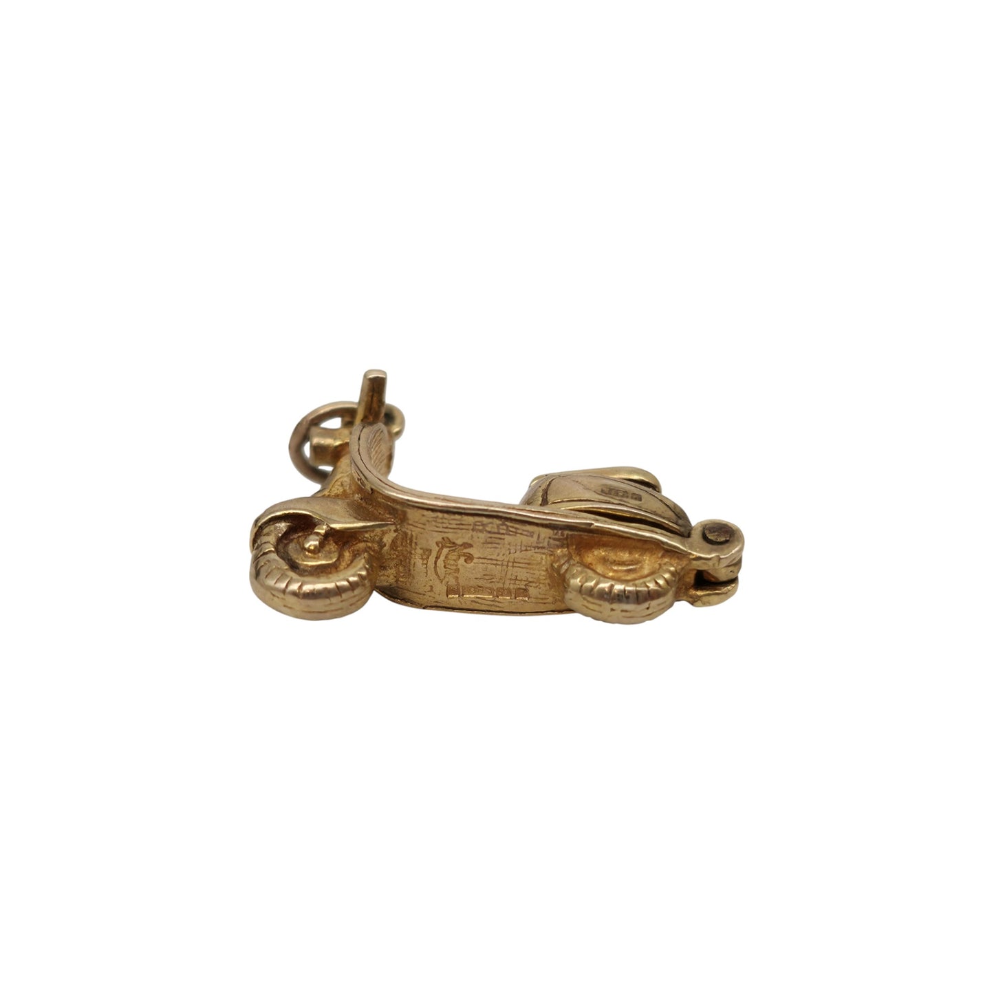 9ct 375 Yellow Gold Vespa Scooter Opening Charm 1963 L 2.0 cm 3.2 g.