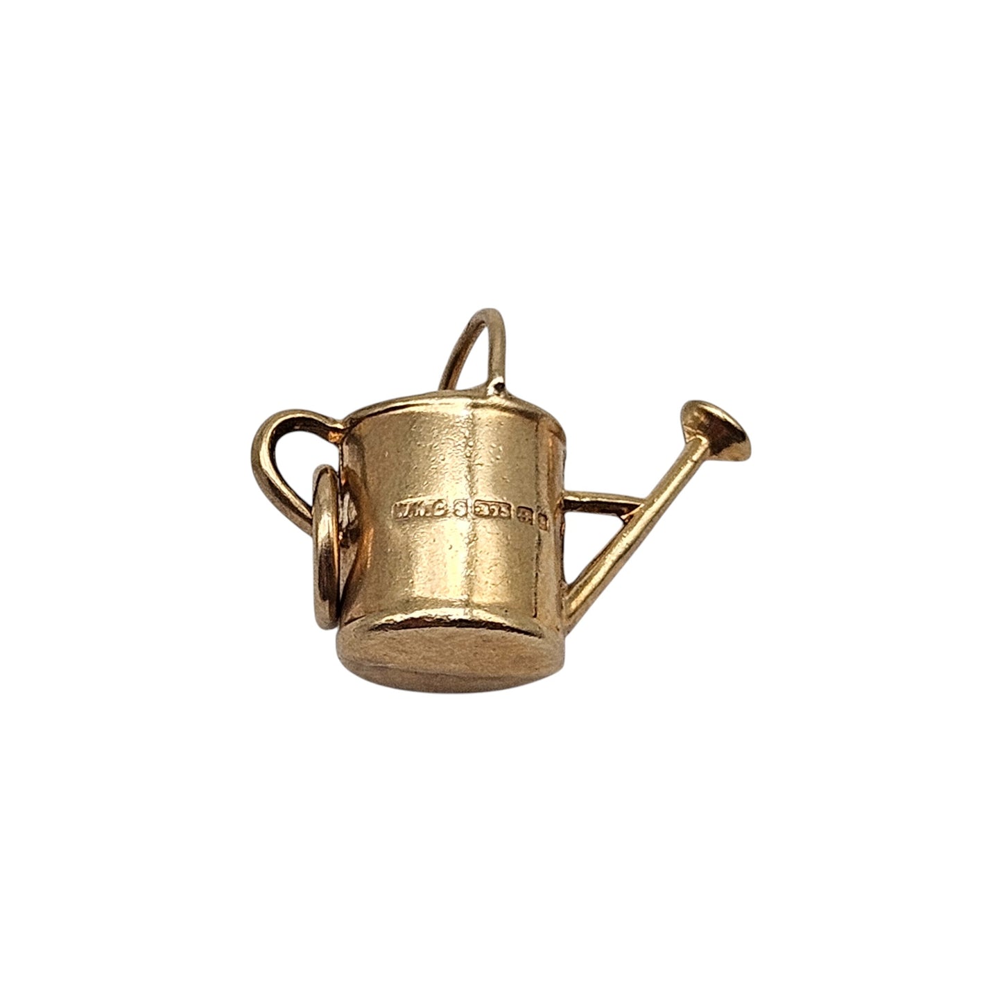 9ct 375 Yellow Gold Watering Can Charm 1964 L 1.5 cm 0.7 g.