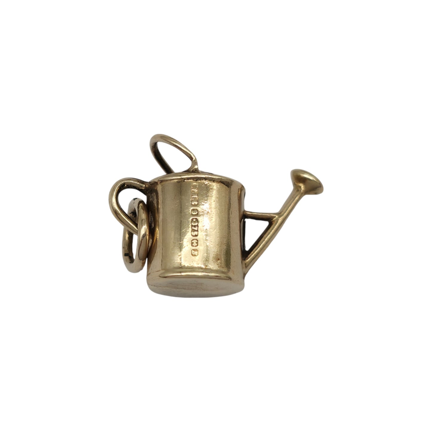 9ct 375 Yellow Gold Watering Can Charm 1967 L 1.5 cm 0.7 g.