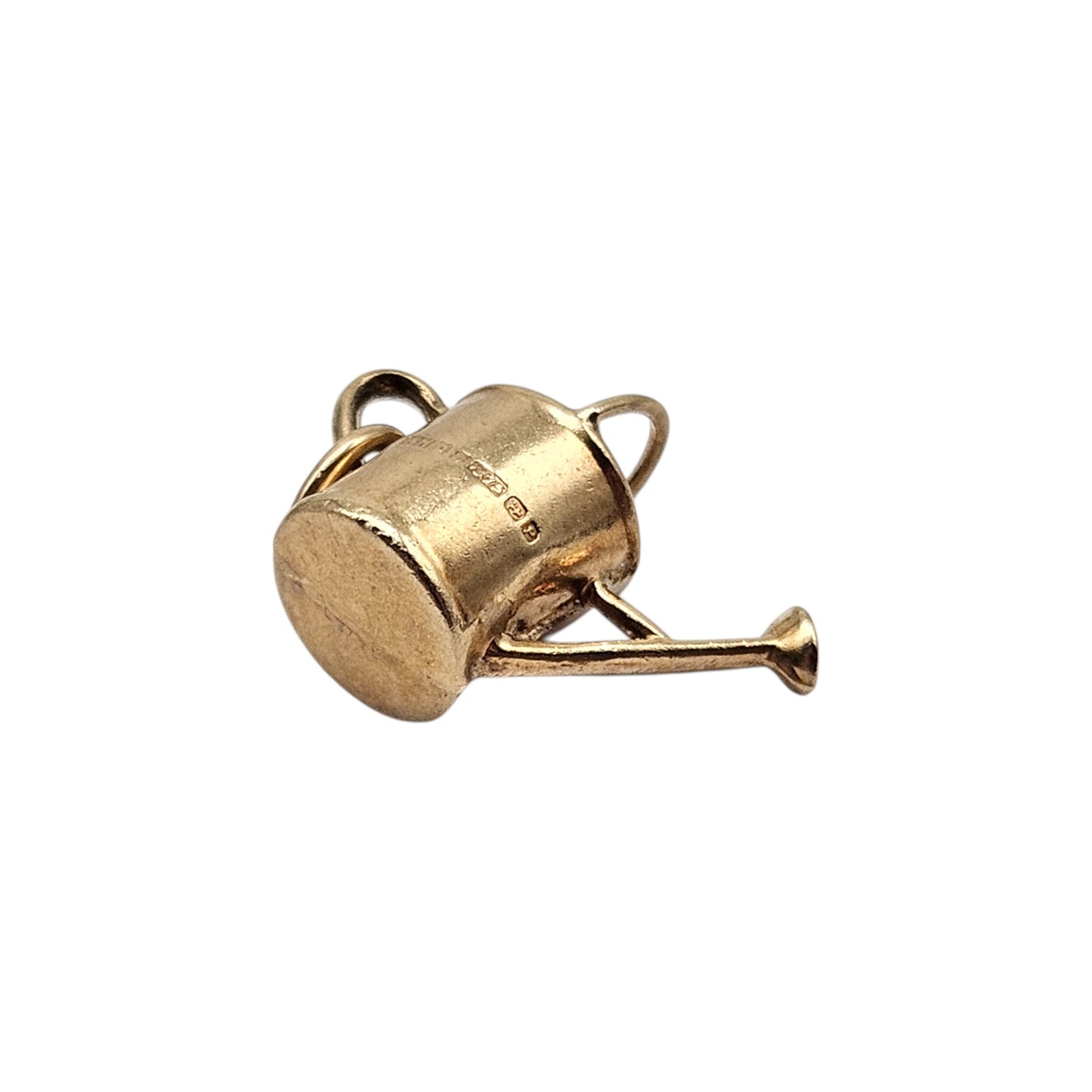 9ct 375 Yellow Gold Watering Can Charm 1964 L 1.5 cm 0.7 g.
