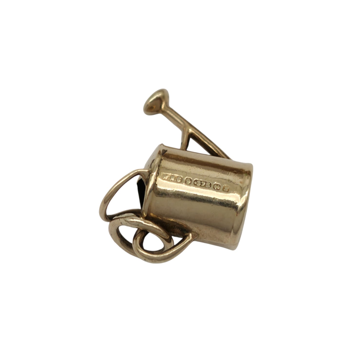 9ct 375 Yellow Gold Watering Can Charm 1967 L 1.5 cm 0.7 g.