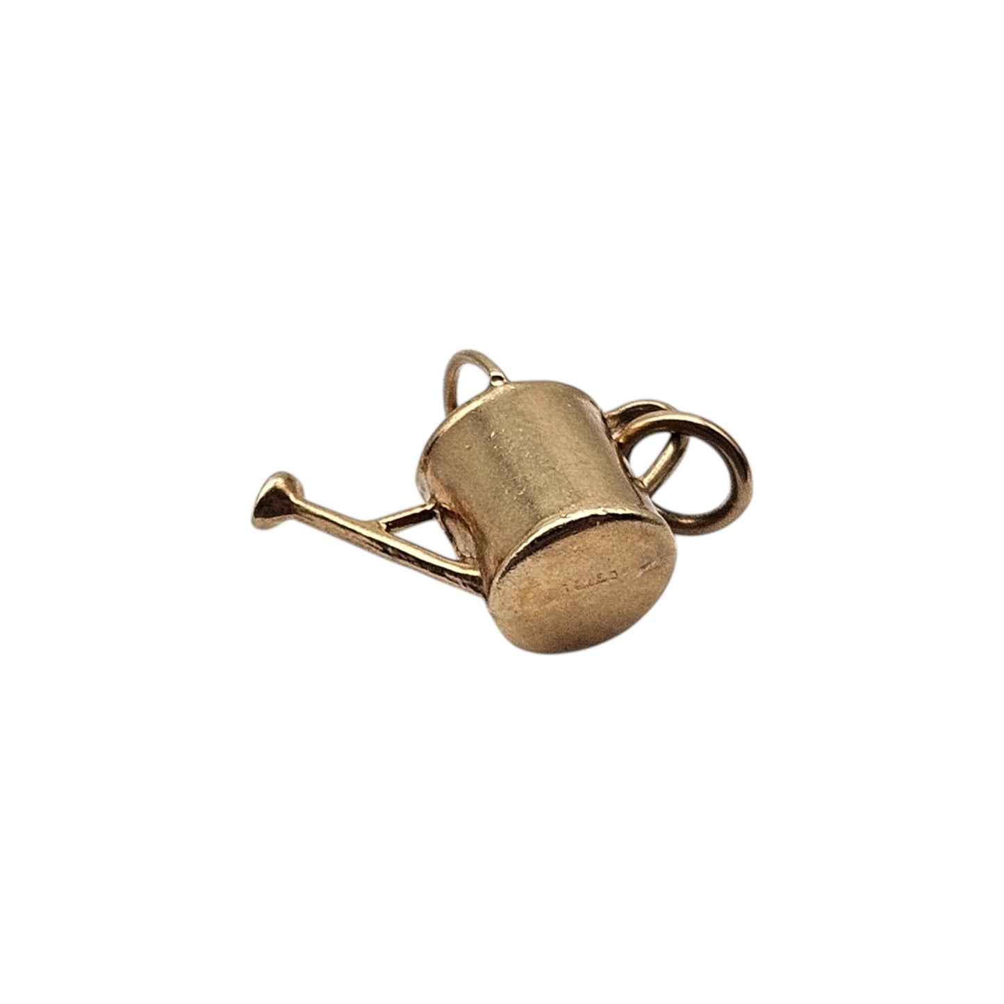 9ct 375 Yellow Gold Watering Can Charm 1964 L 1.5 cm 0.7 g.