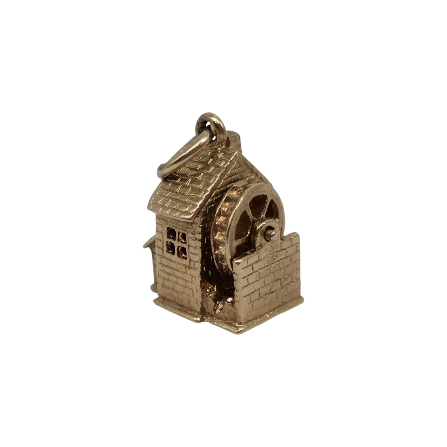 9ct 375 Yellow Gold Articulated Watermill Charm 1975 L 1.2 cm 3.8 g.