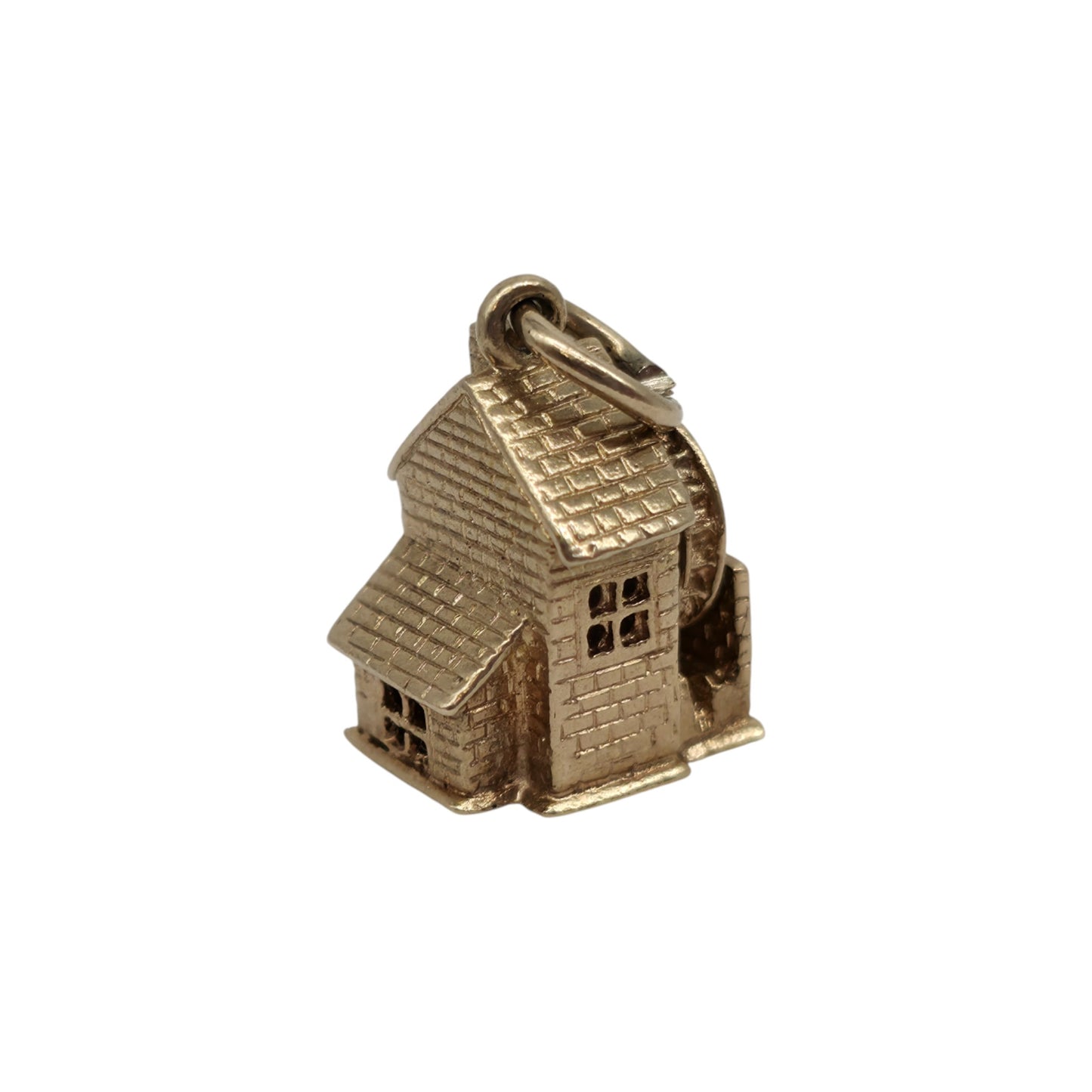 9ct 375 Yellow Gold Articulated Watermill Charm 1975 L 1.2 cm 3.8 g.