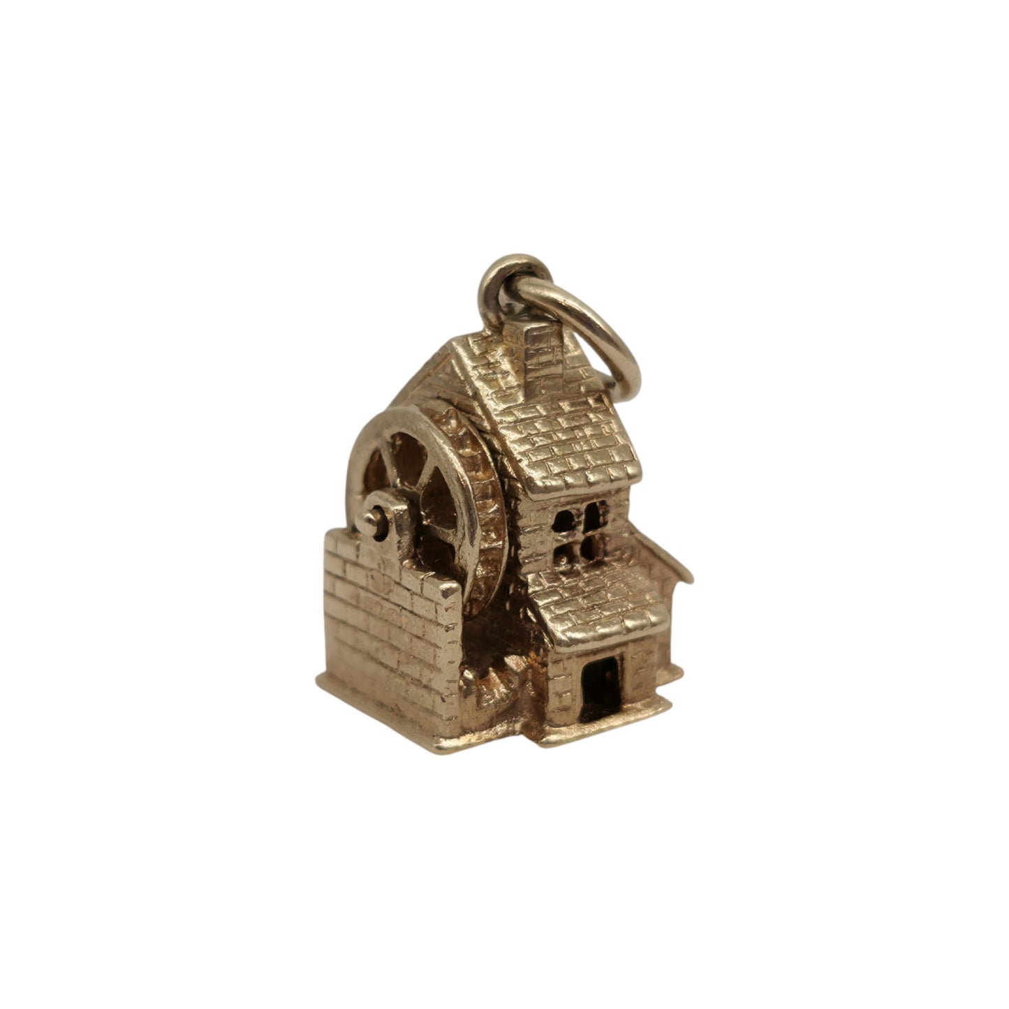 9ct 375 Yellow Gold Articulated Watermill Charm 1975 L 1.2 cm 3.8 g.