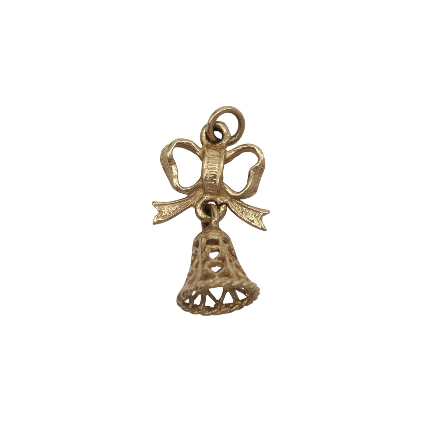 9ct 375 Yellow Gold Wedding Bell Charm c.1990's L 1.4 cm 1.0 g.