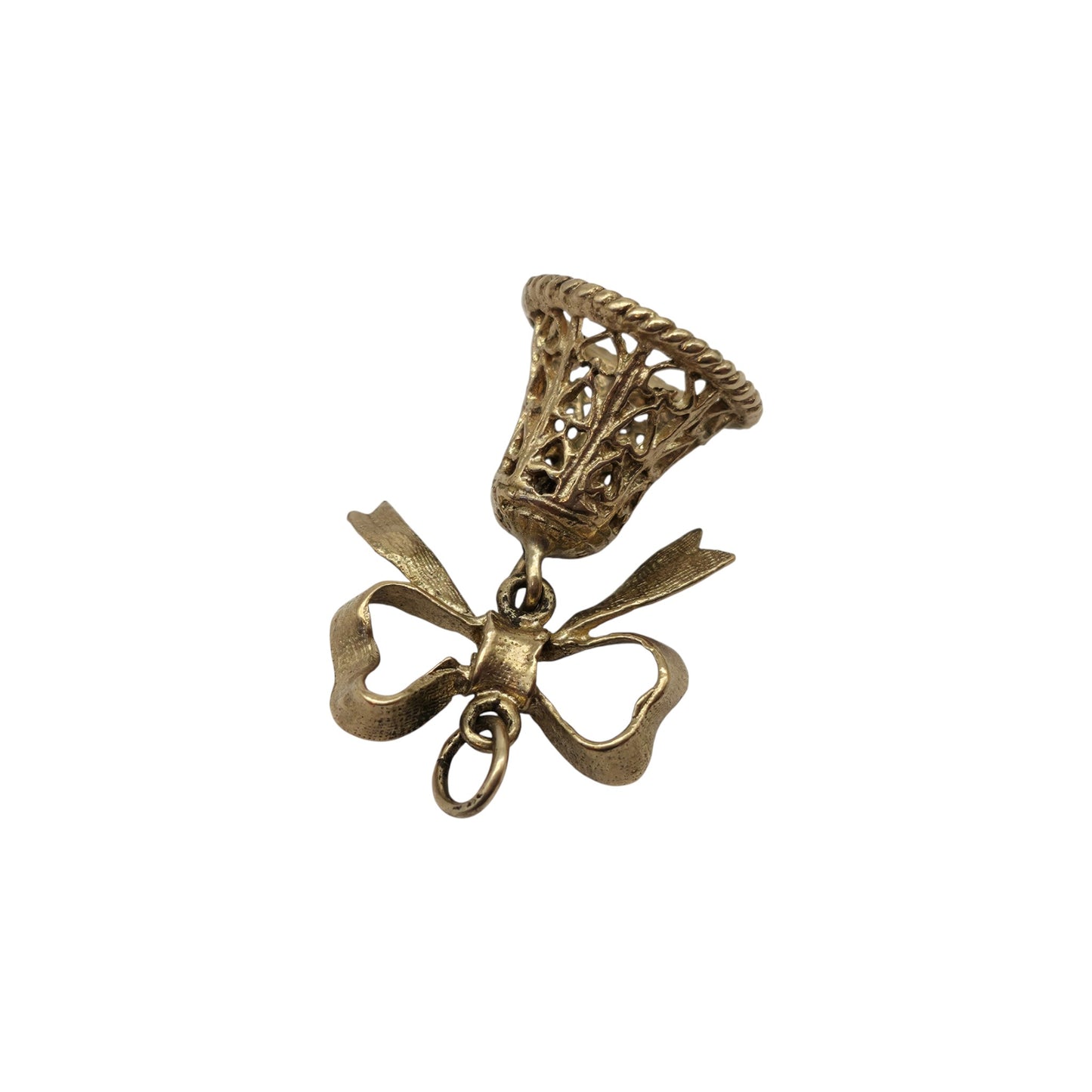 9ct 375 Yellow Gold Wedding Bell Charm 1974 L 2.2 cm 2.9 g.