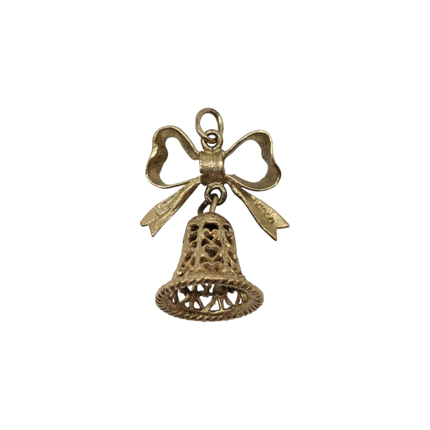 9ct 375 Yellow Gold Wedding Bell Charm 1974 L 2.2 cm 2.9 g.